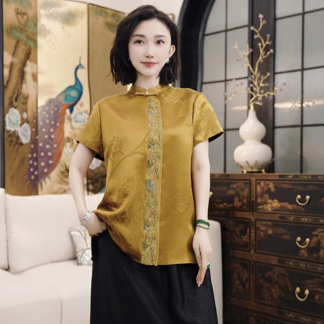 Betty Bairn【叶上初阳 · 香云纱】重锻35姆米桑蚕丝上衣25B-BW9861