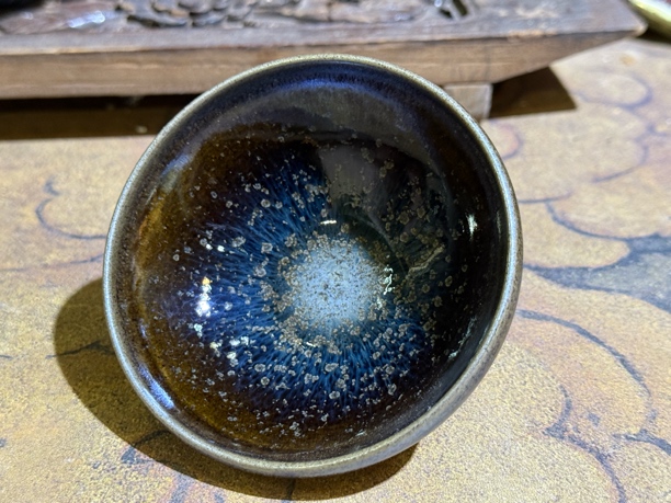 蓝孔雀花月夜精品浑天独厚的纹理茶盏建盏直播