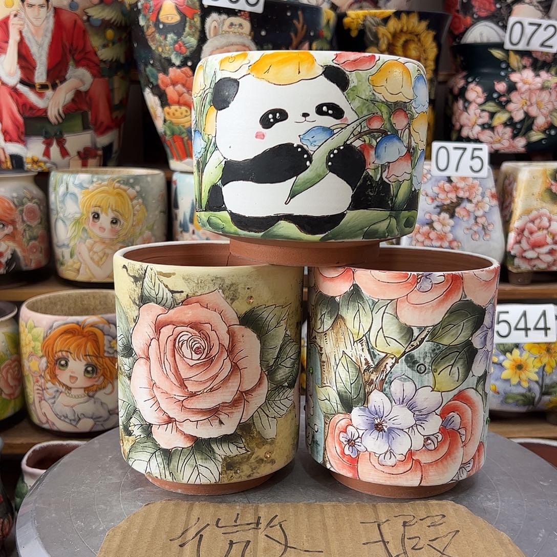 景德镇炫彩手绘景德镇陶瓷花盆