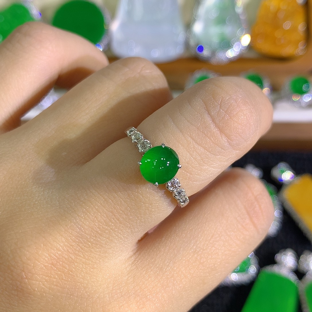 招***我翡翠18K金镶嵌戒指分单