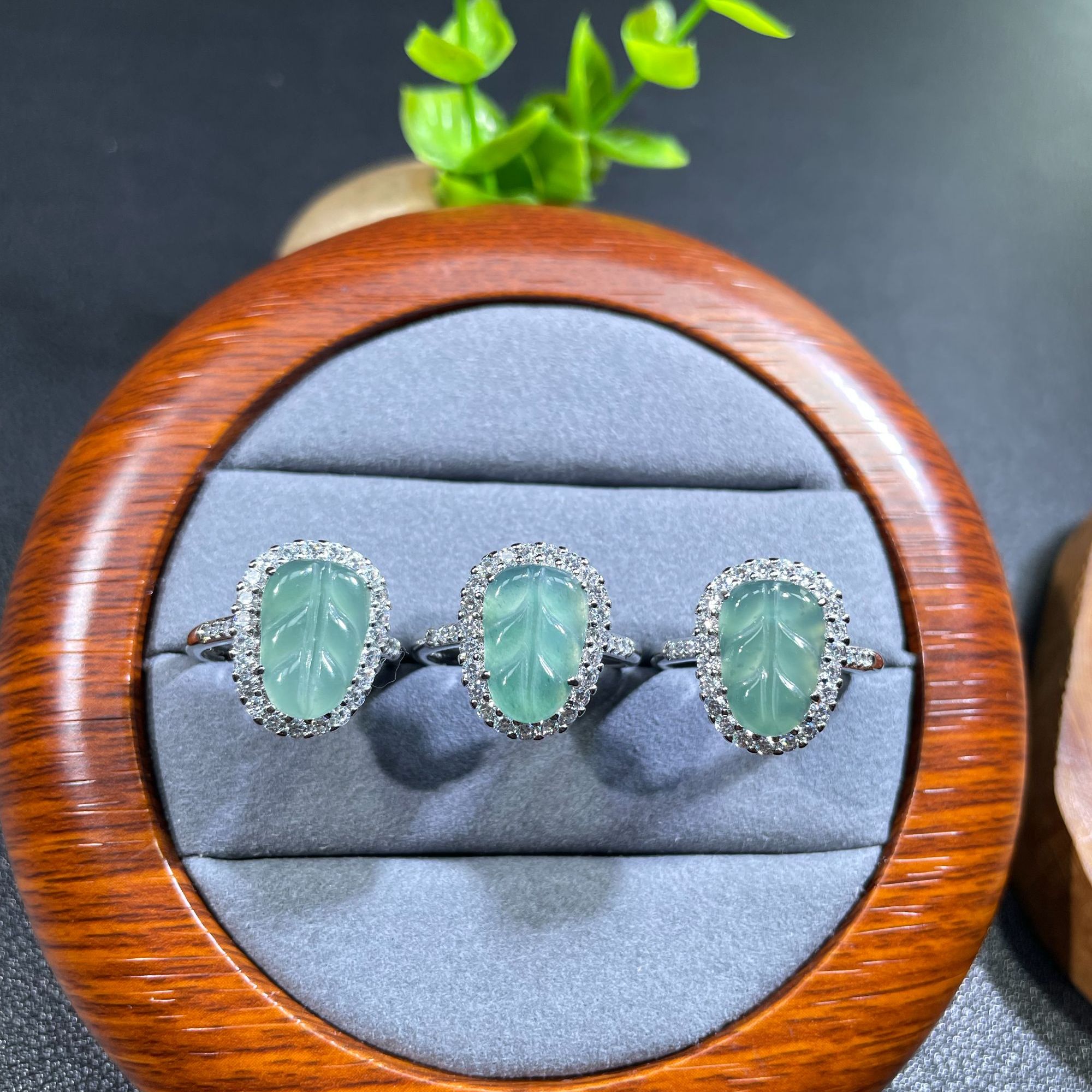 天然A货翡翠晴水叶子戒指（多样性发一）D1920