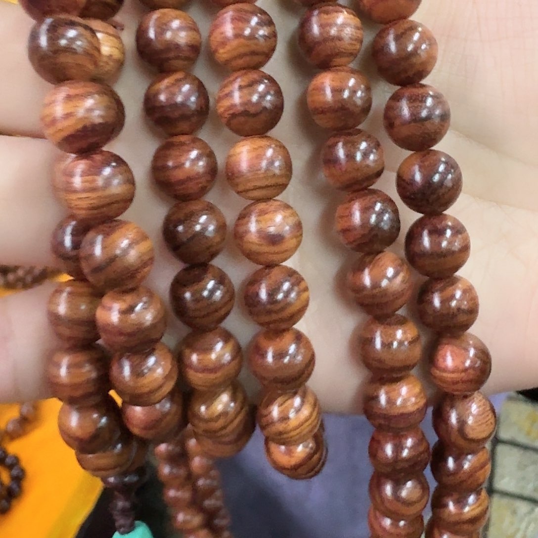 黄花梨/降香黄檀手串/手链海南黄花梨10/108虎皮纹多样发