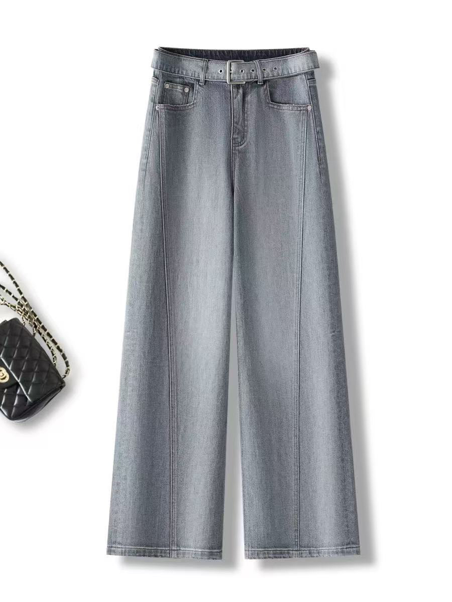 春季陨石灰新款牛仔裤女2025新款爆款高腰显瘦百搭时尚阔腿裤5117