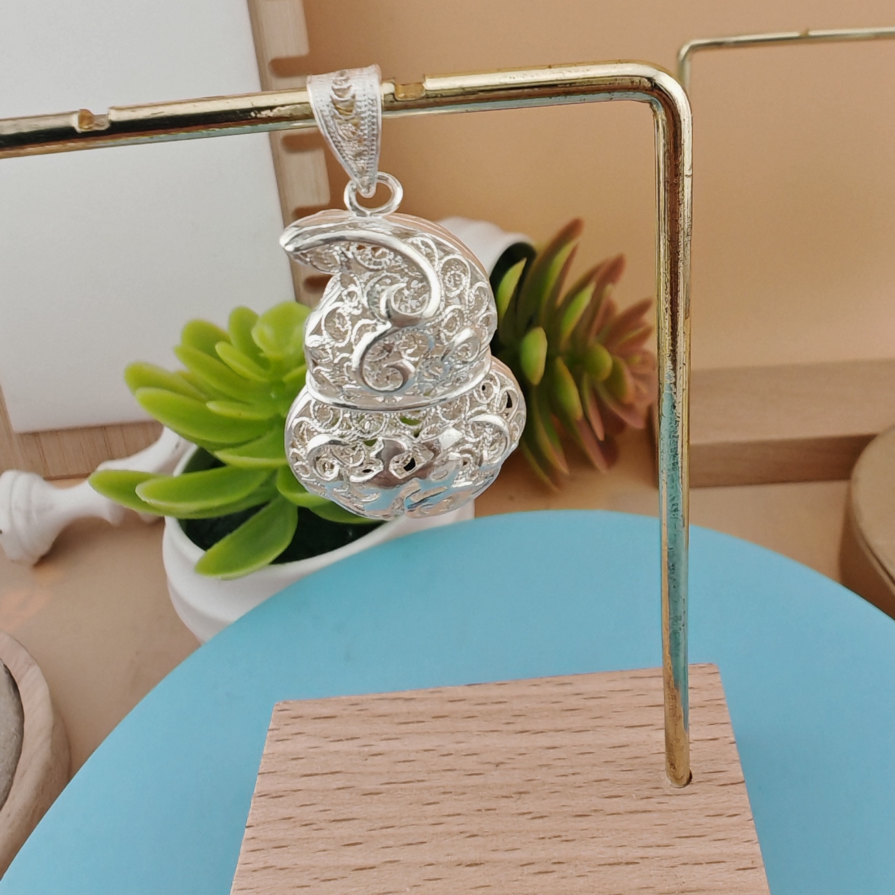 足银银制品 足银拉丝葫芦吊坠有福有禄平安吉祥纯手工时尚精美