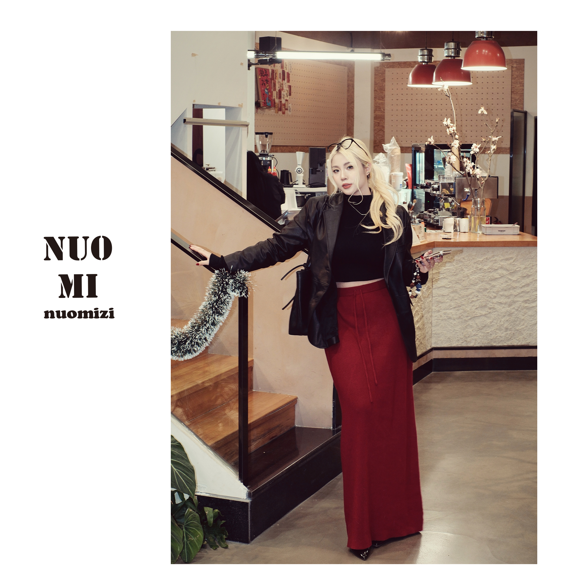 ZOZ糯米子[糯力派]系带毛织直筒半身裙冬天配大衣的重要场合长裙