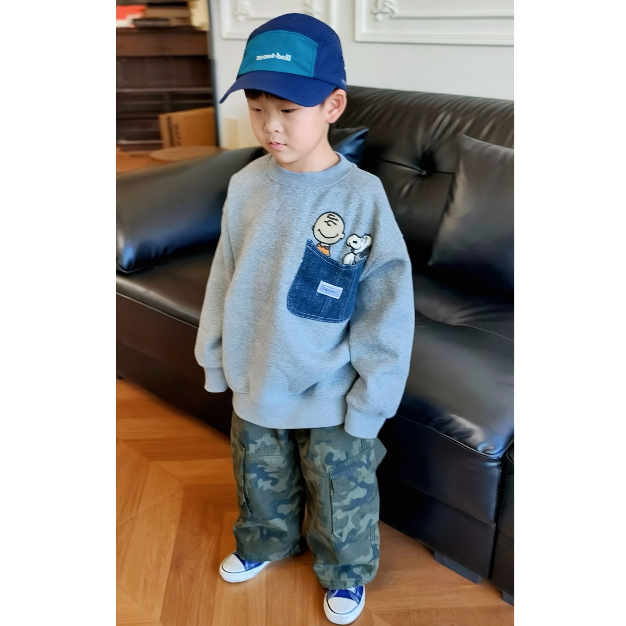 儿童一体绒卫衣年服2025冬款男童个性刺绣立体口袋加绒保暖上衣潮