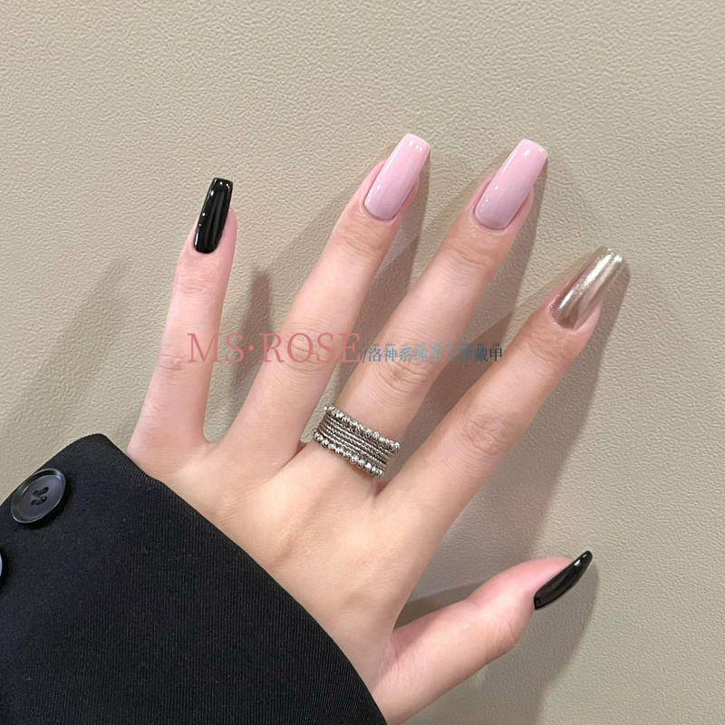 【纯手工】2025圣诞穿戴甲长款显白猫眼波点显白色裸色穿戴甲美甲