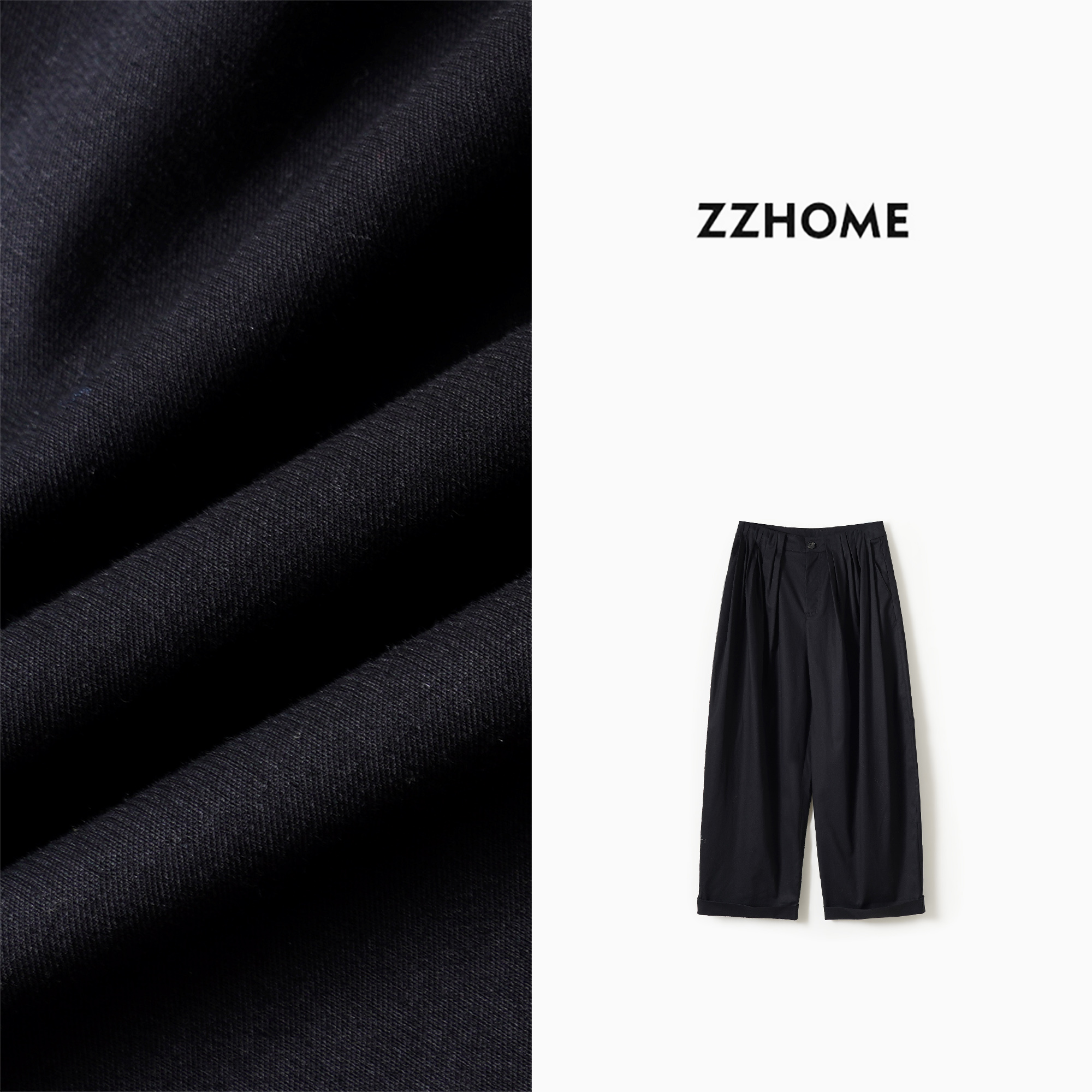 ZOZO HOME | 反常规基础经典黑解构捏褶9分裤q173952p