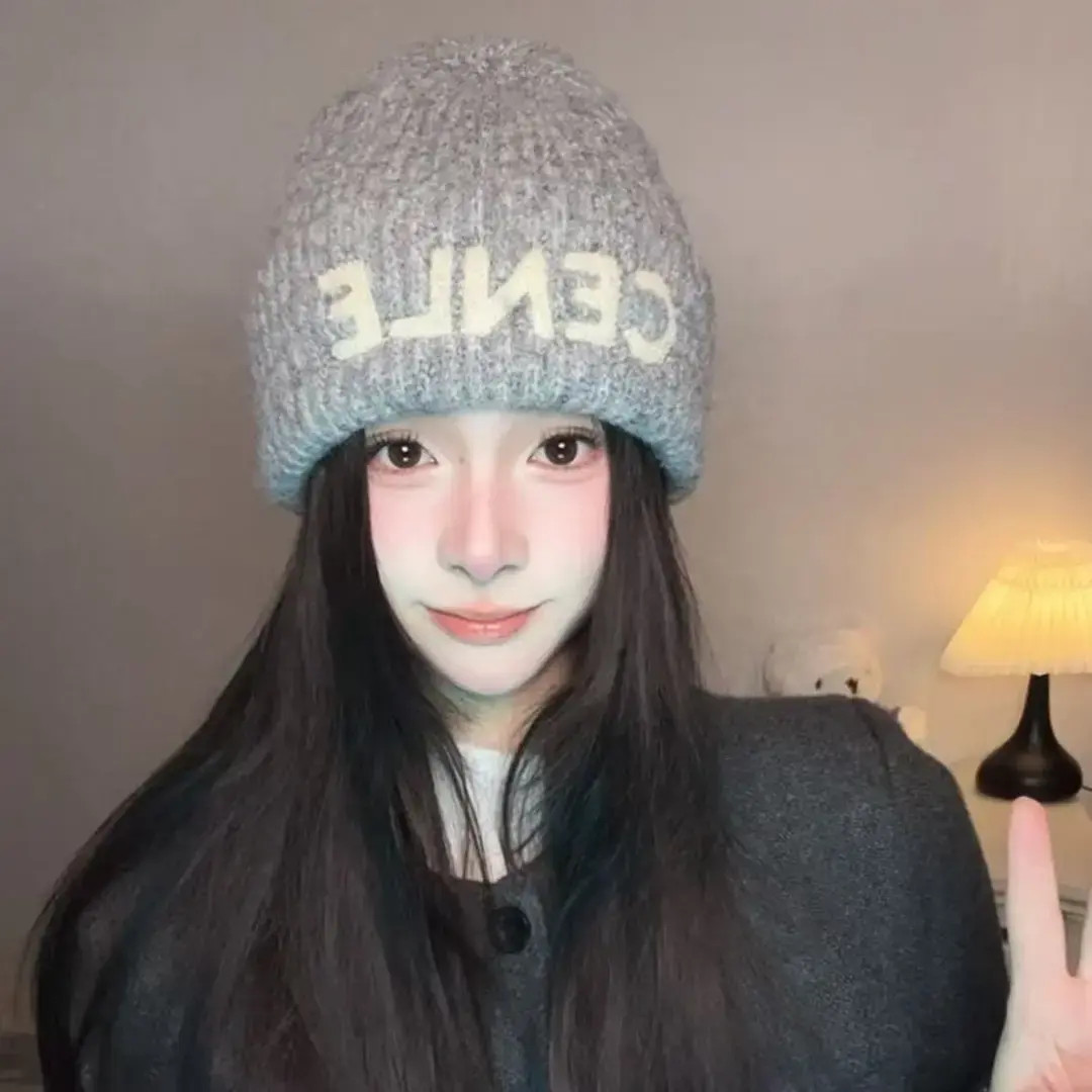 新款气质洋气含羊毛秋冬针织毛线帽微胖纯欲显脸小高级感毛线帽女