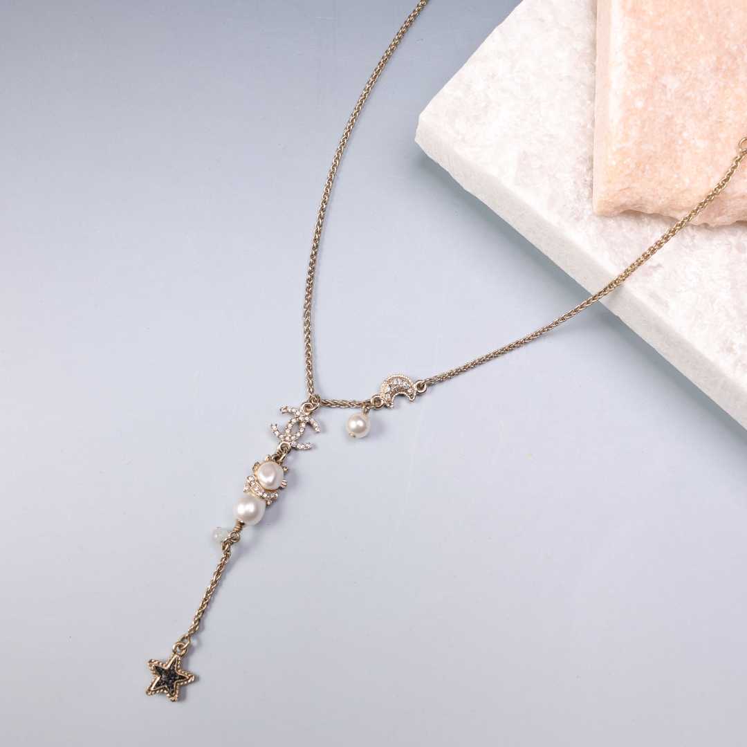 95新 Chanel/香奈儿 柚礼/香奈儿珍珠小猫双c项链lz512374