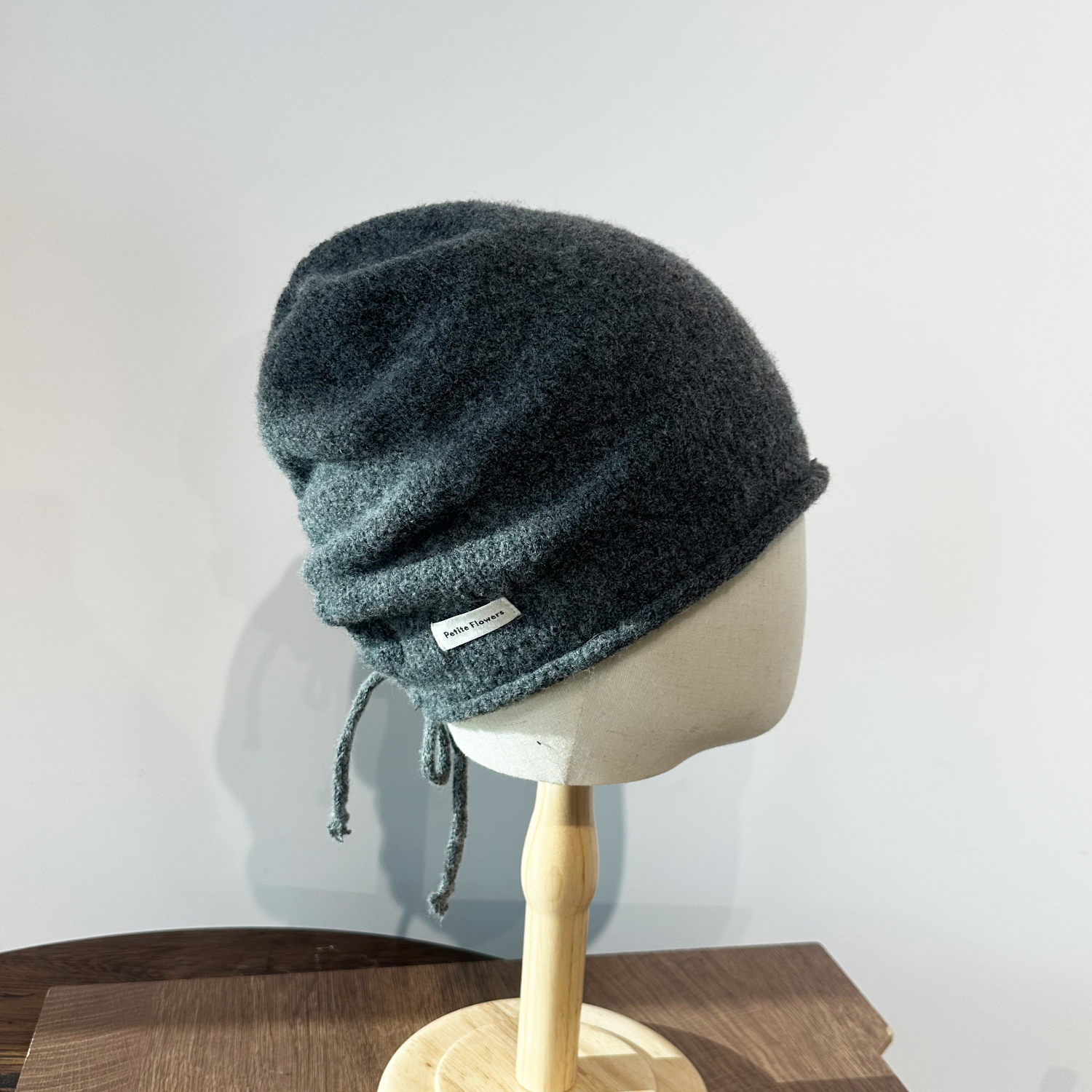 秋冬韩系灰色氛围感堆堆帽女可扎马尾百搭保暖毛线帽护耳冷帽子潮