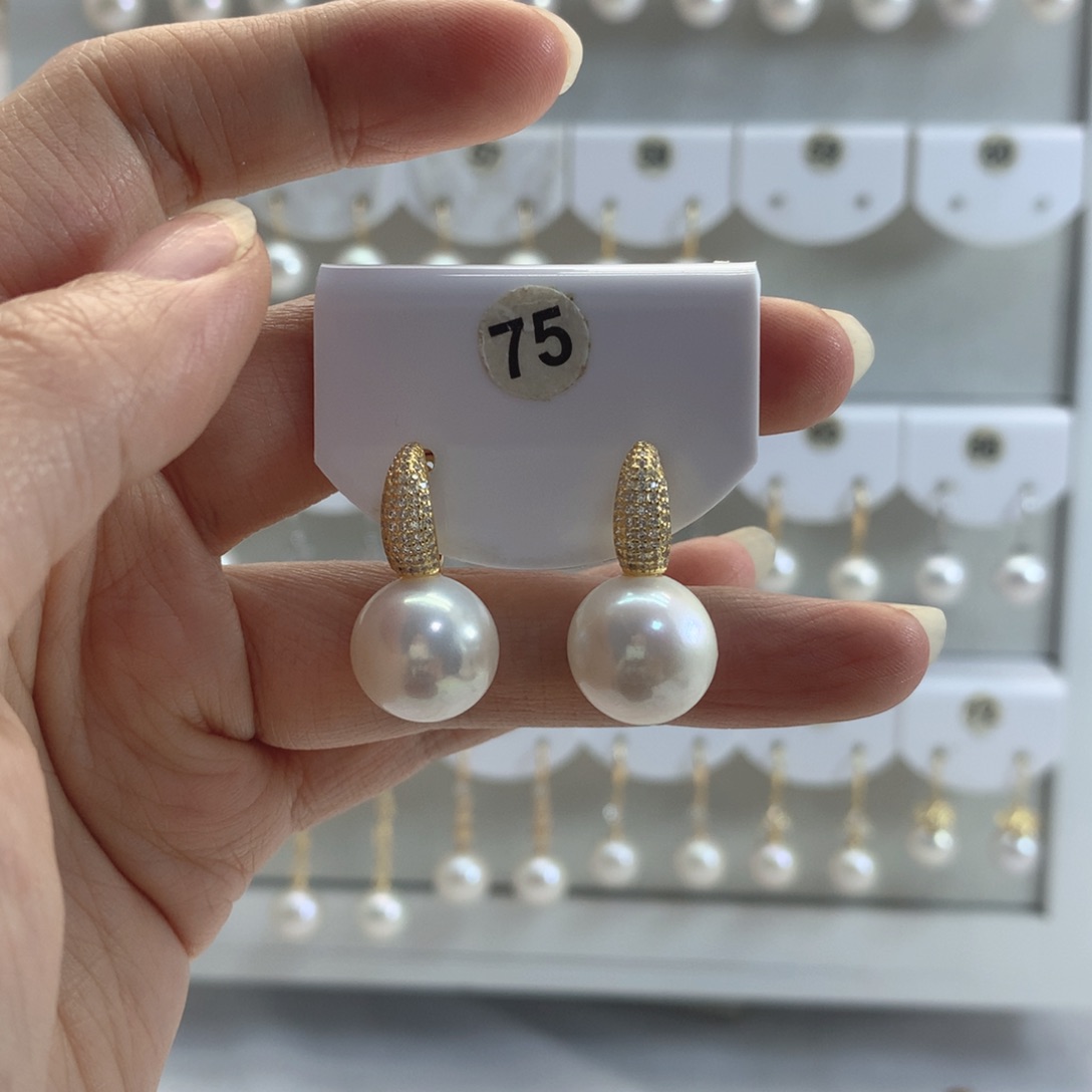 淡水珍珠耳饰银S925镶嵌