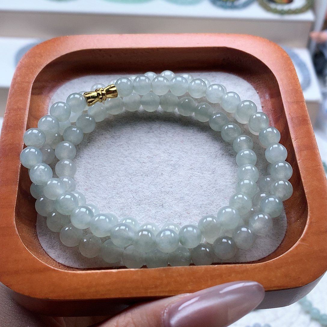 翡翠未镶嵌手串项链6.6