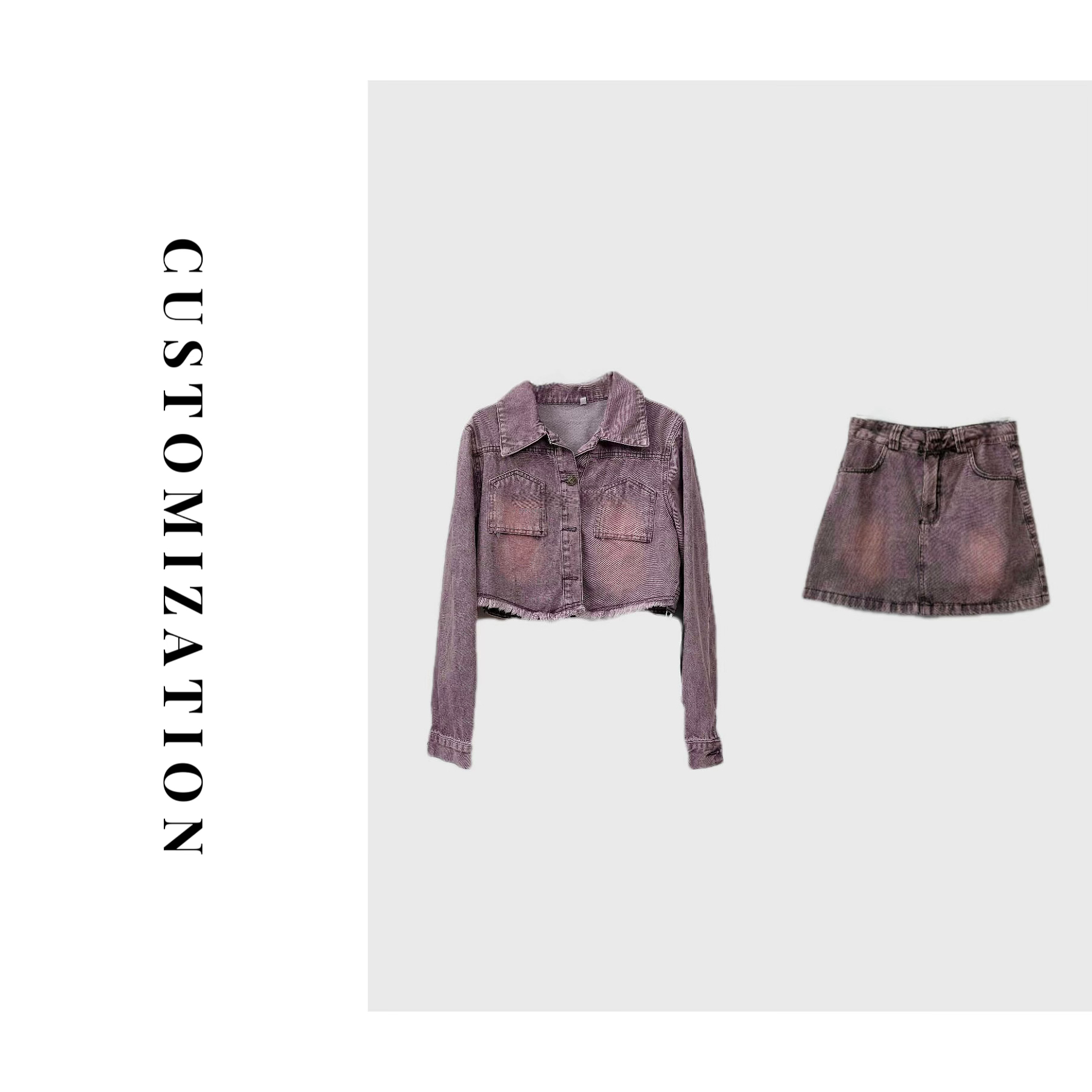 2025年春款粉紫色新款牛仔长袖外套