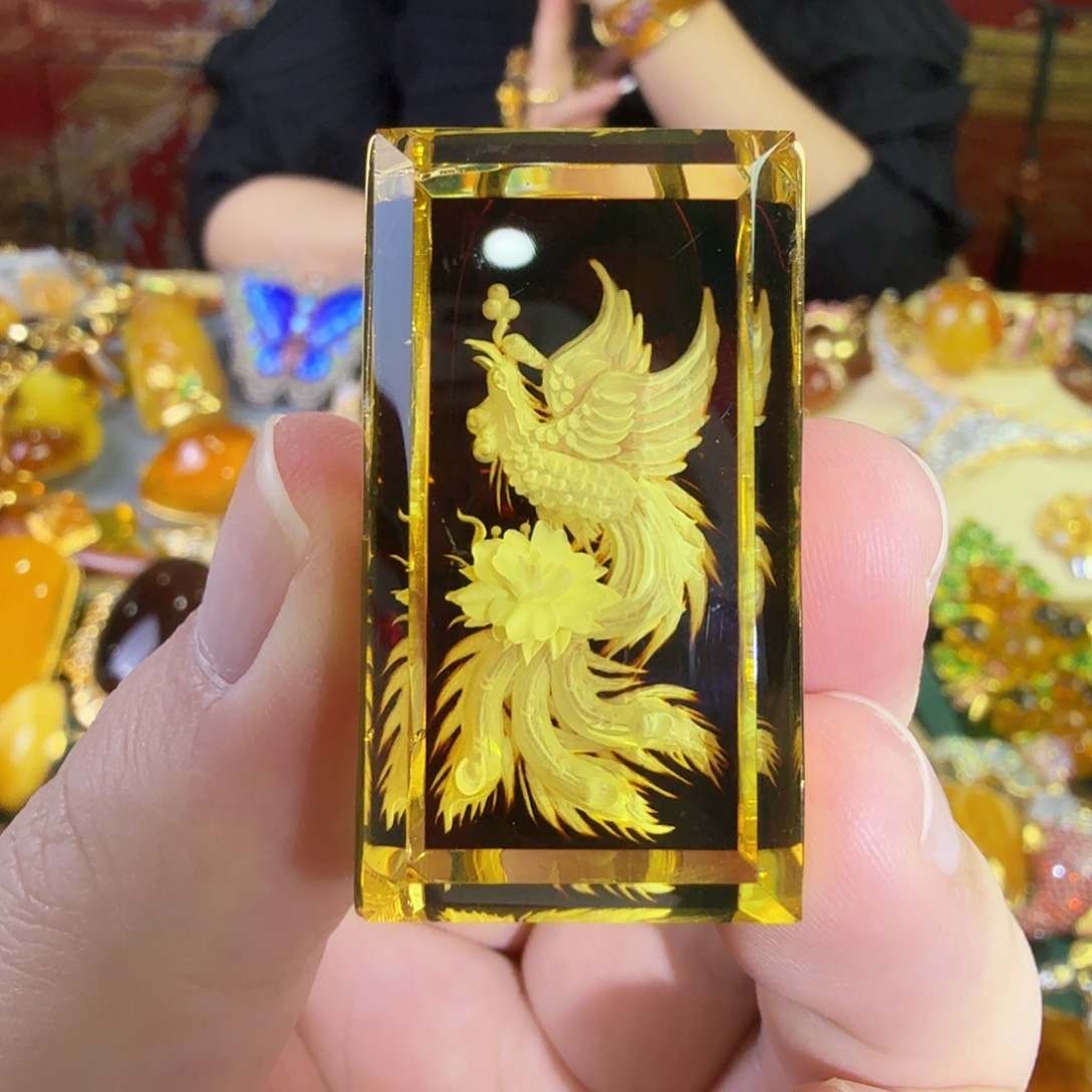 琥珀银S925镀金镶嵌戒指