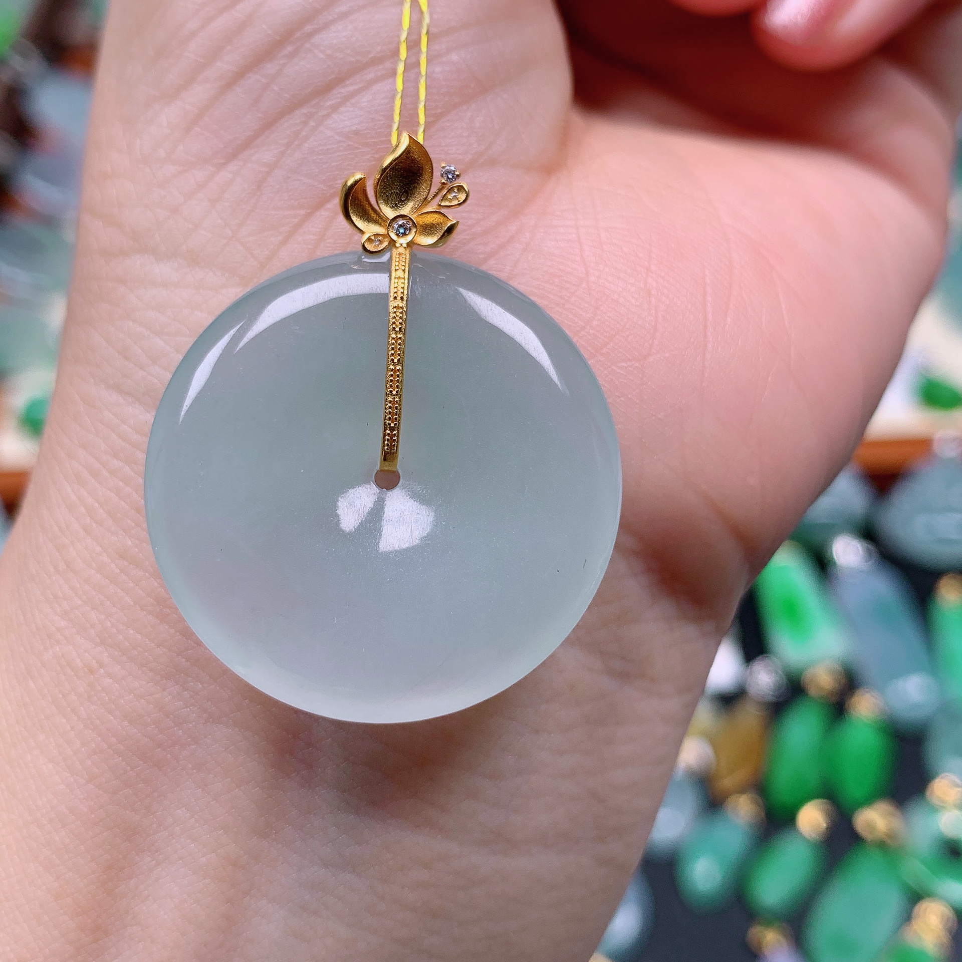 缅甸天然A货翡翠，冰晴平安扣 编号585/1231尺29.4-5.5