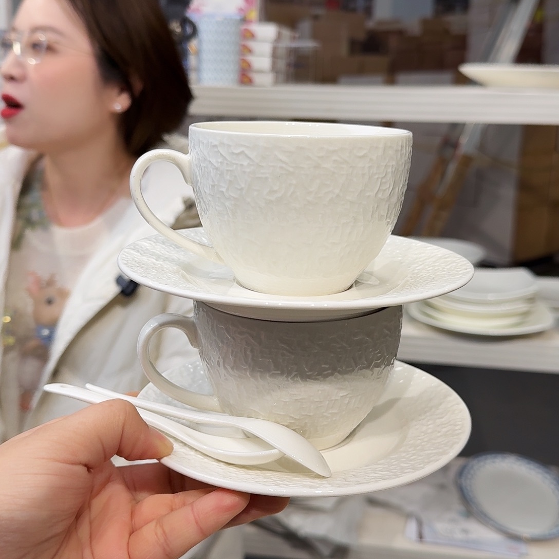 骨瓷骨瓷220ml咖啡杯碟2套（6件）