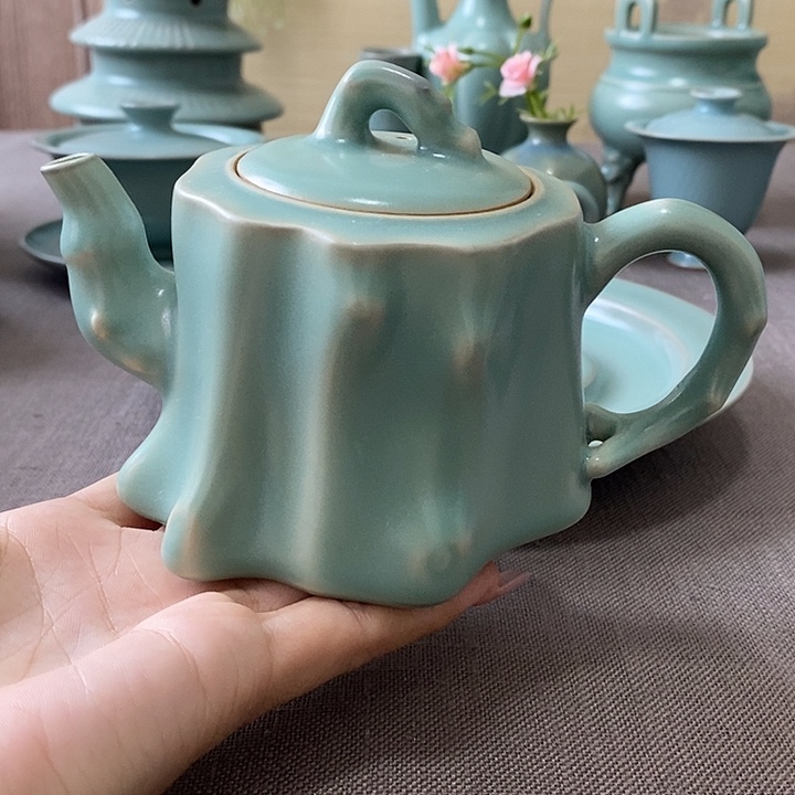 瓷片树根壶一一一一一一一一一