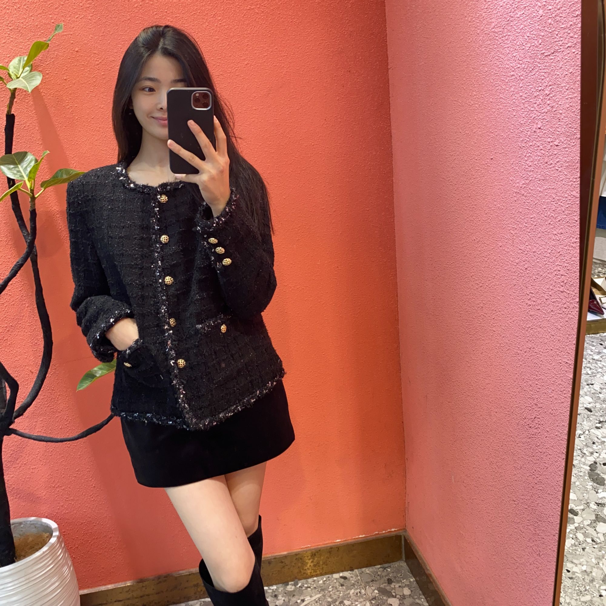 （默茗服装）细闪格子小香外套