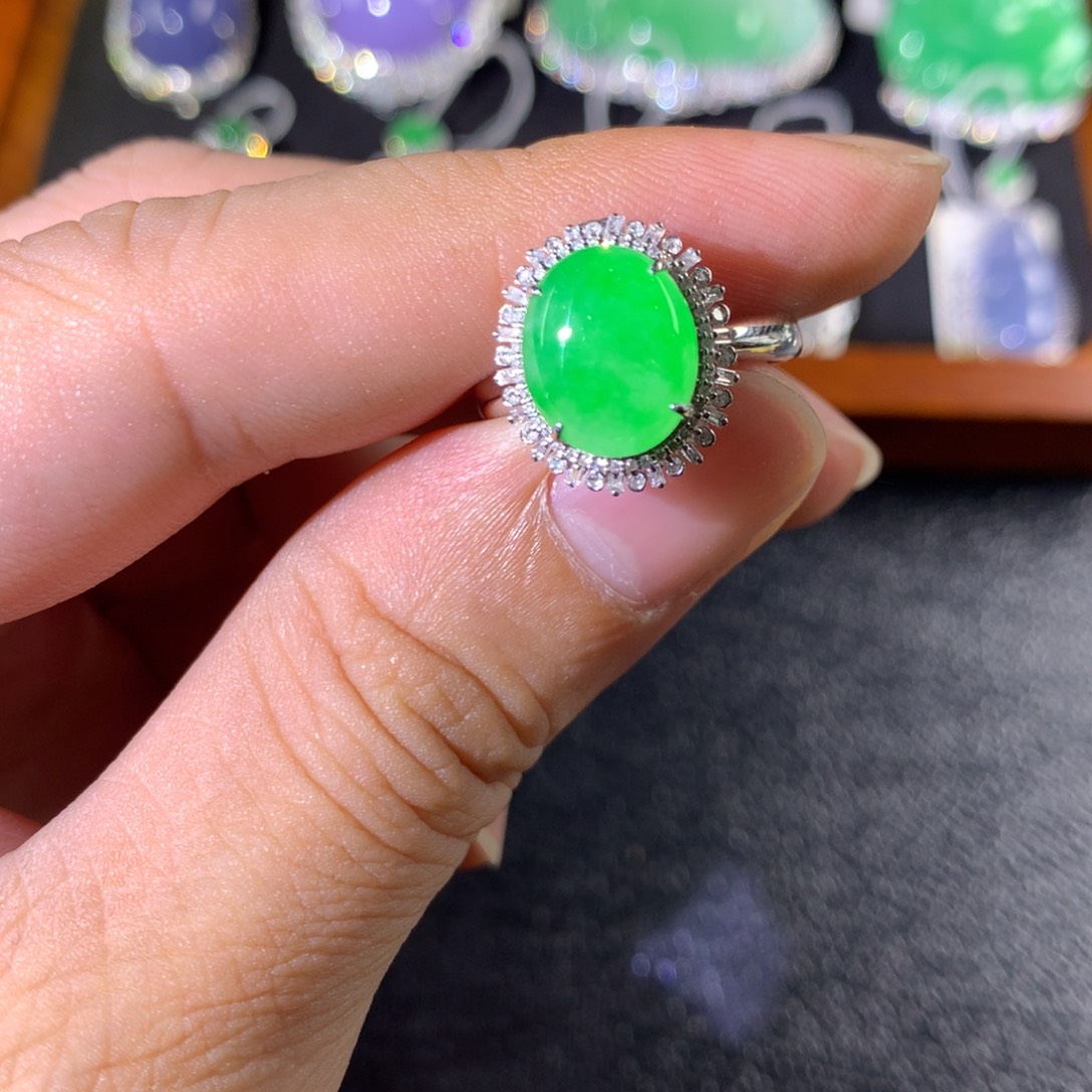 翡翠18K金镶嵌戒指两用款