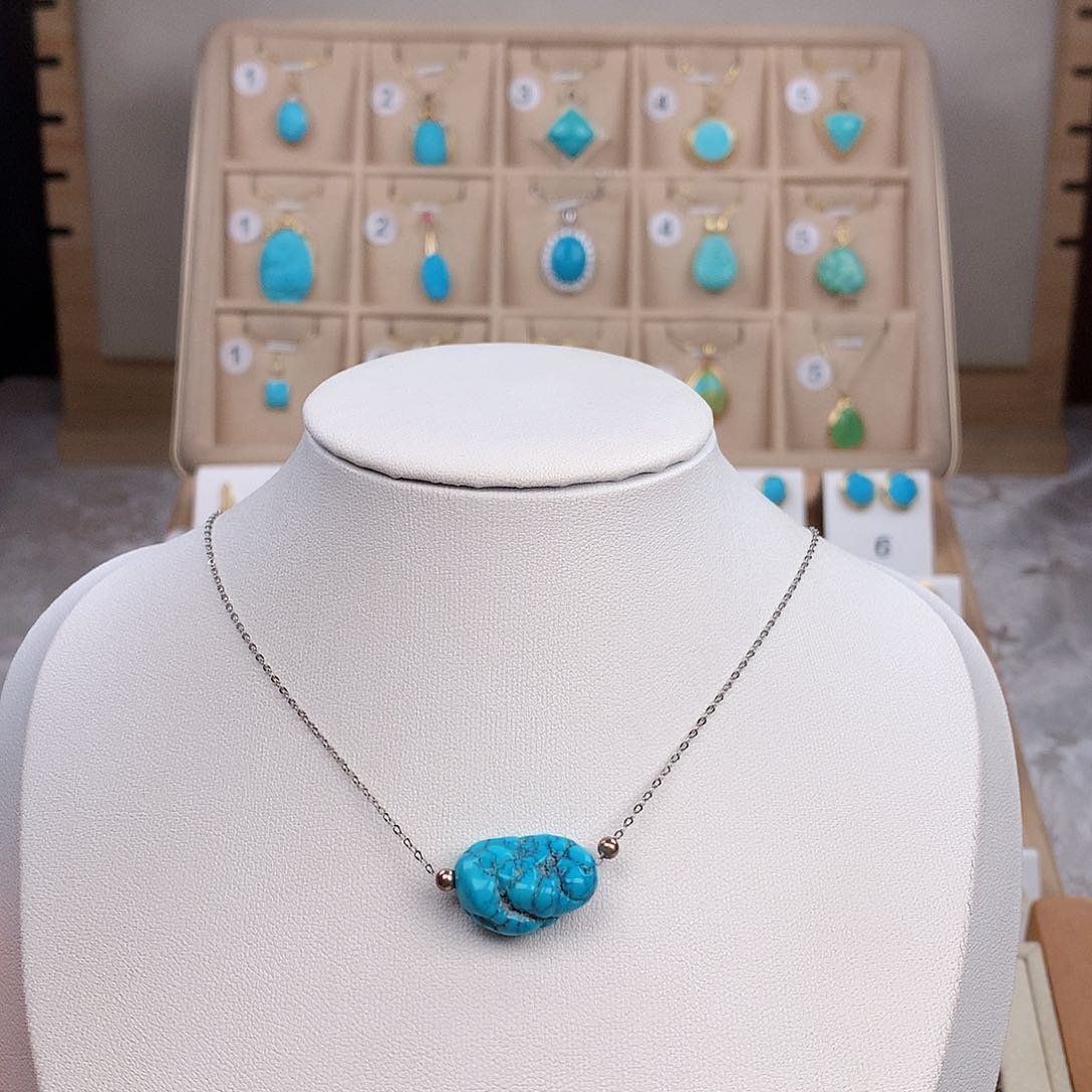 绿松石颈饰银S925镶嵌