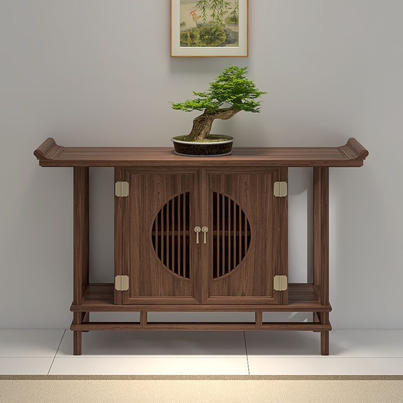 新中式玄关桌老榆木靠墙家用全实木简约供桌条案禅意轻奢端景台