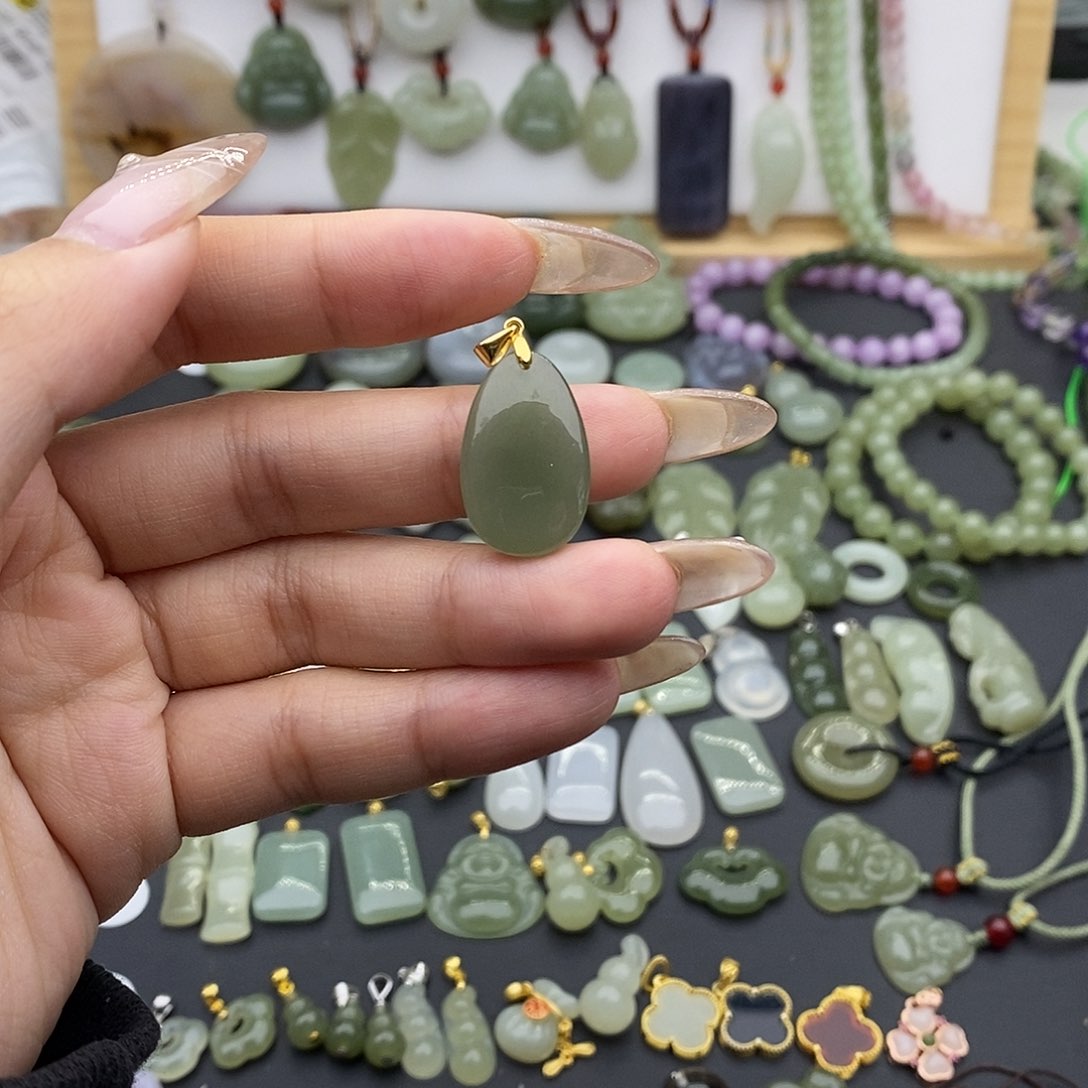 和田玉吊坠(不含链)银S925镶嵌