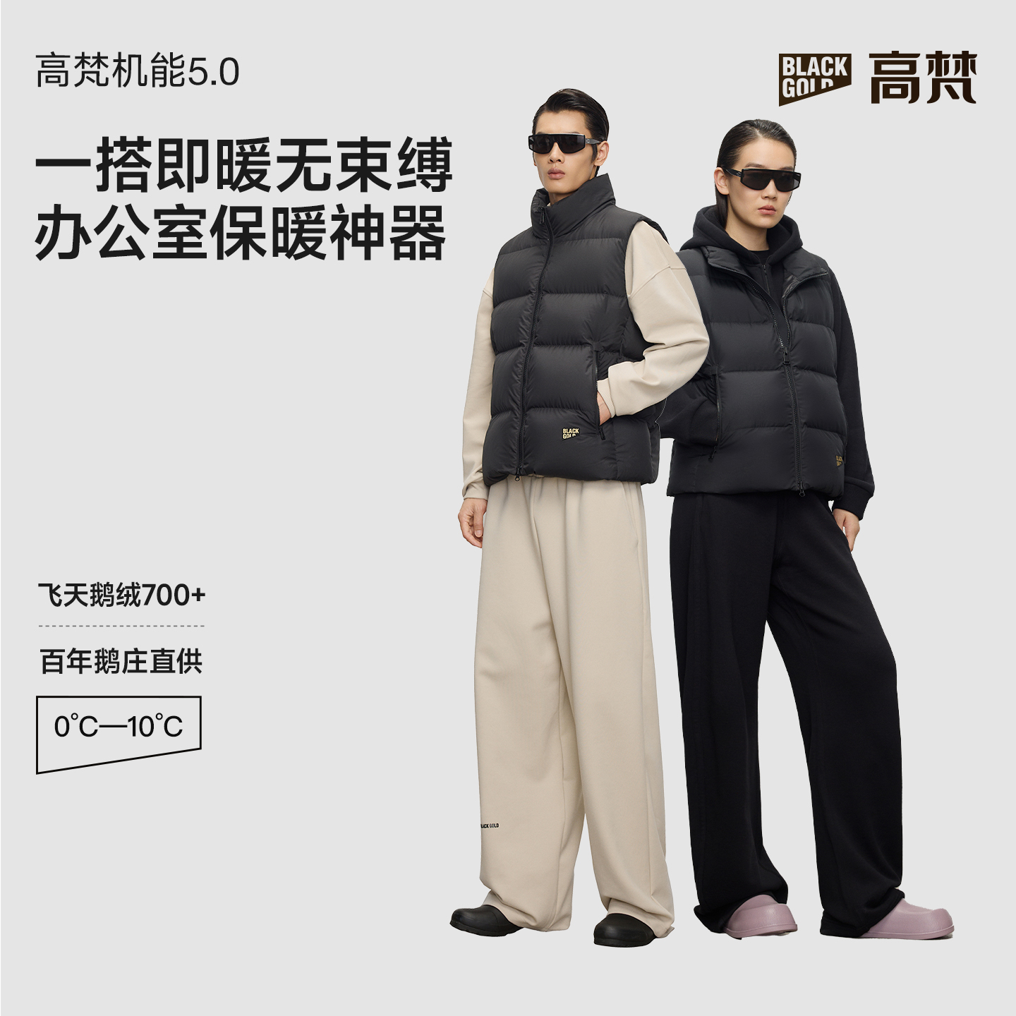 【高梵黑金鹅绒服】机能5.0五格男女同款哑光高端短款90绒羽绒服