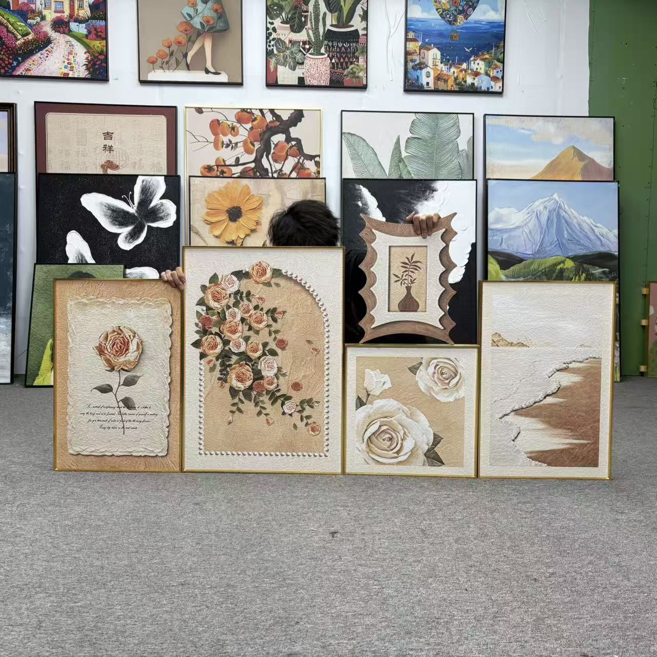 法式奶油风玫瑰花装饰画适用于客厅卧室床头沙发背景墙500