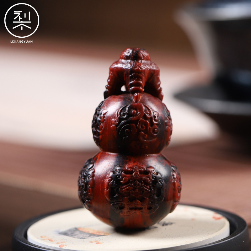 梨香院印度小叶紫檀葫芦手把件檀香紫檀红木盘玩把玩件木质手玩件