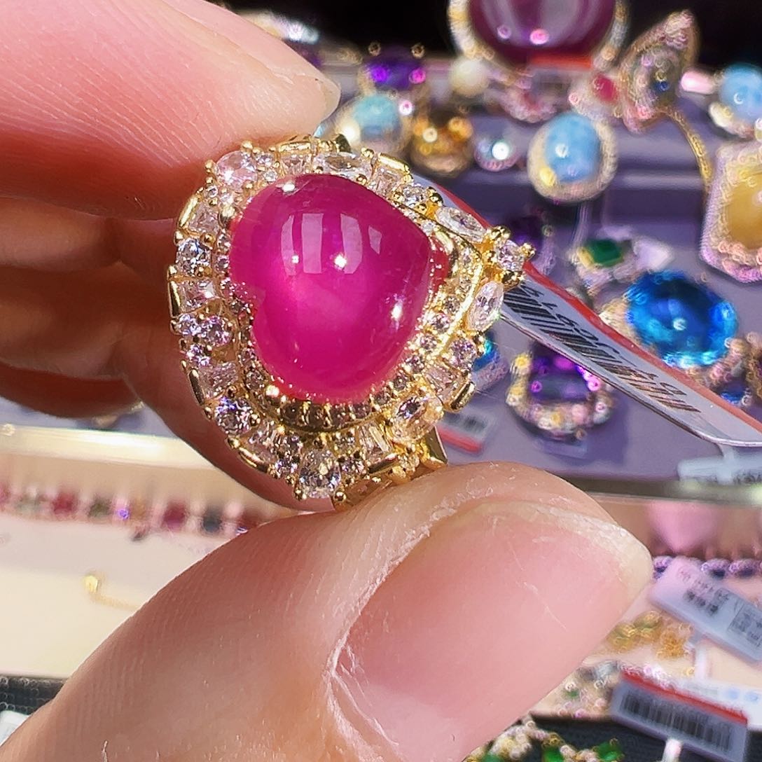 银S925镶嵌红宝石珠宝奇石