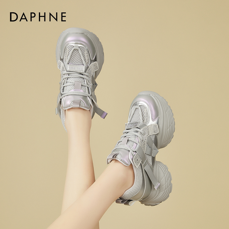 达芙妮老爹鞋女鞋2025新款春季小白鞋厚底爆款时尚百搭休闲运动鞋