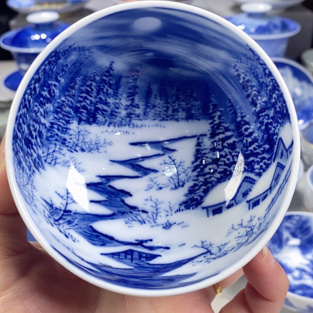 青花雪景主人杯杯