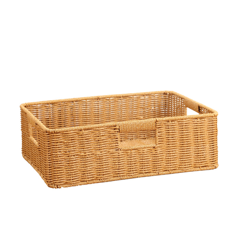 仿藤编茶几收纳筐客厅电视柜抽屉衣柜整理篮桌面零食收纳盒储物筐