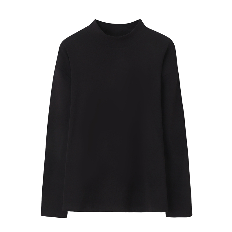 秋冬重磅半高领圆领高克重休闲百搭打底德绒纯色内搭加绒长袖男女