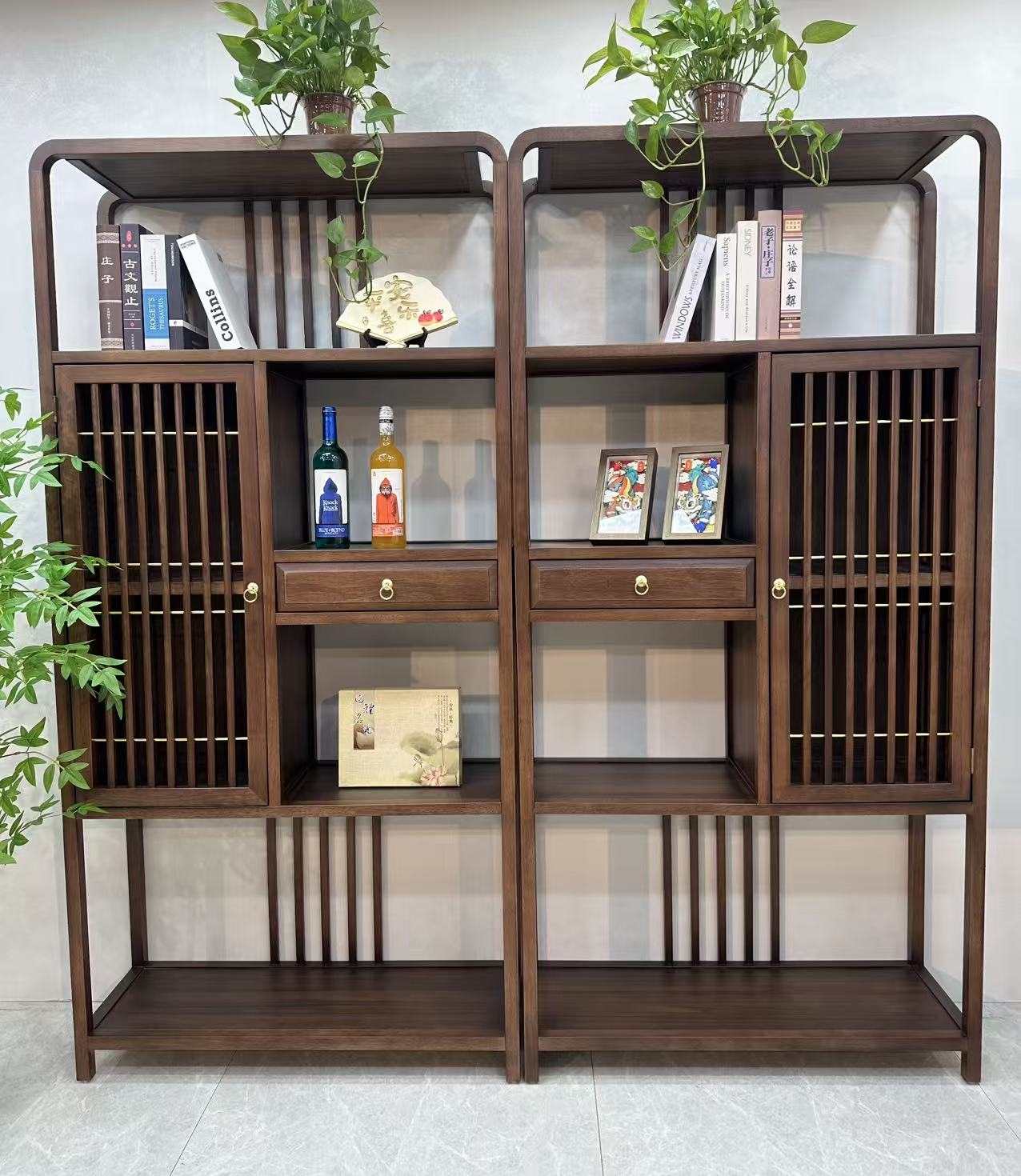 【吉祥博古架】新中式实木多功能三组合博古架多宝阁书柜茶室植物架