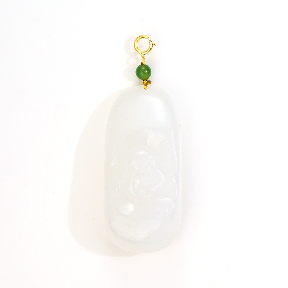 孤品18K和田玉笑佛百搭扣46809