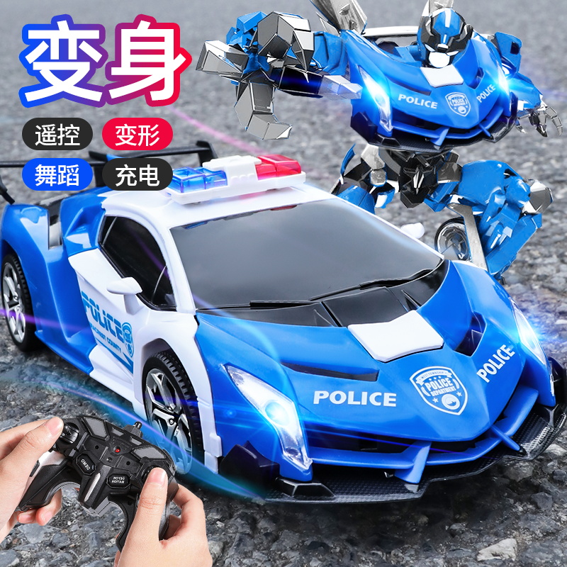 活动【顶配款 全自动变形+遥控】炫酷特技表演警车机器人玩具高续航商品图