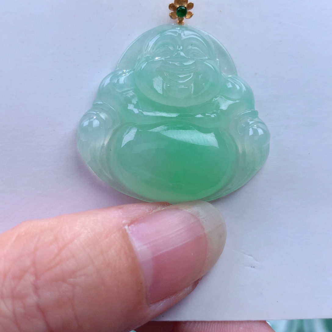 翡翠吊坠(不含链)18K金镶嵌