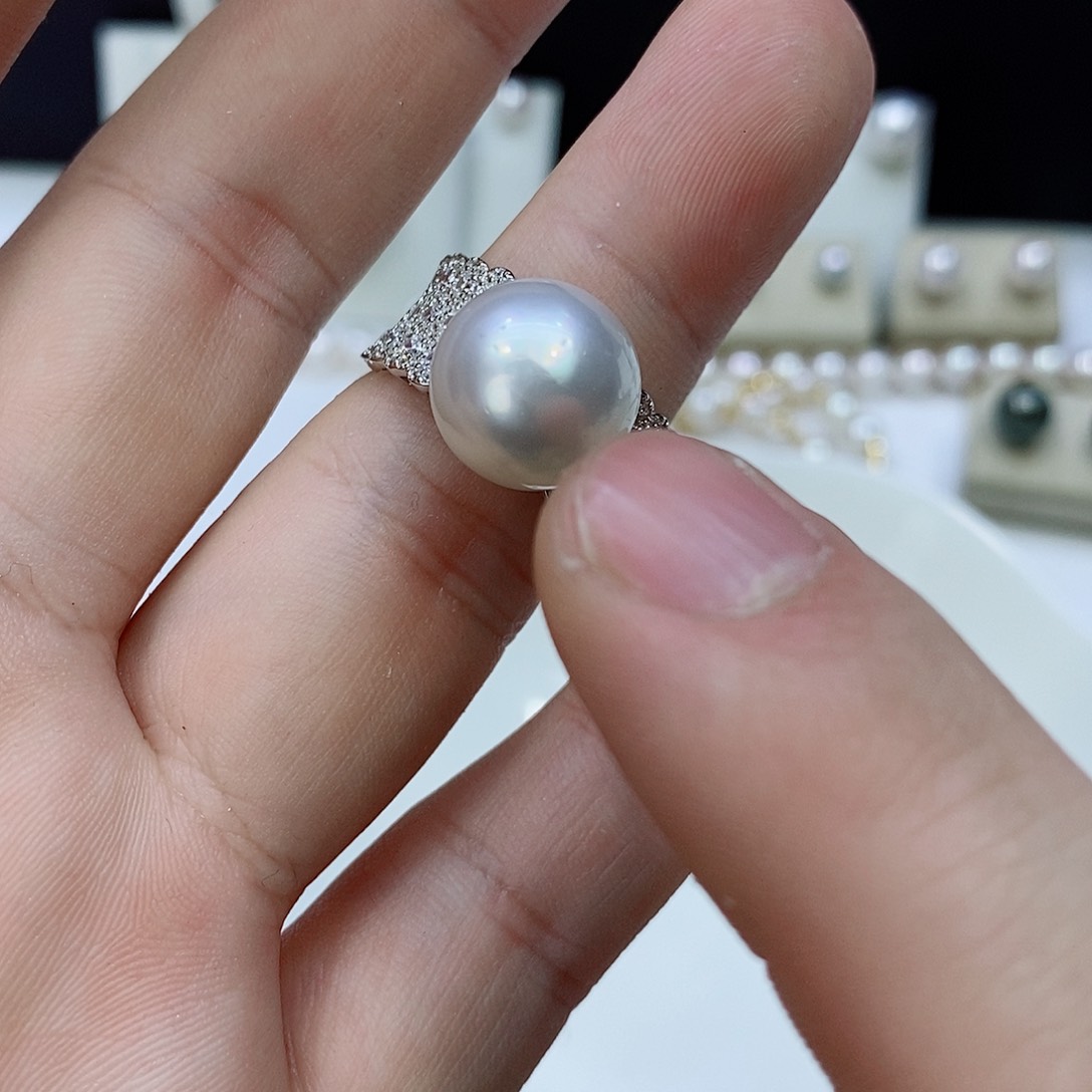 海水珍珠戒指银S925镶嵌
