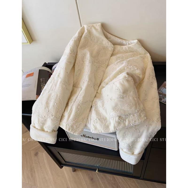 【棉服】玉叶--新中式加棉设计师高定轻奢宽松休闲复古圆领国潮