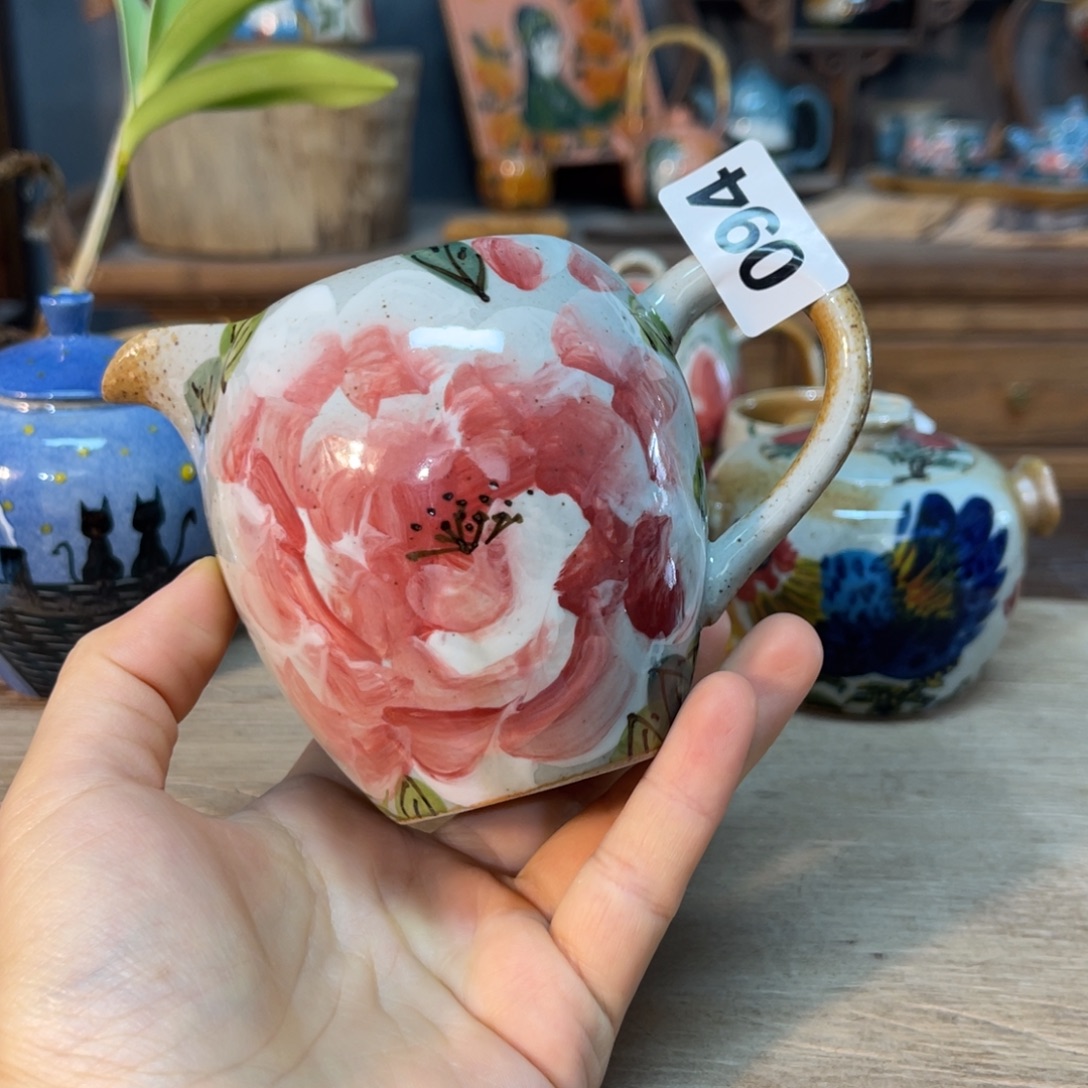 壶素浅陶瓷手工手绘