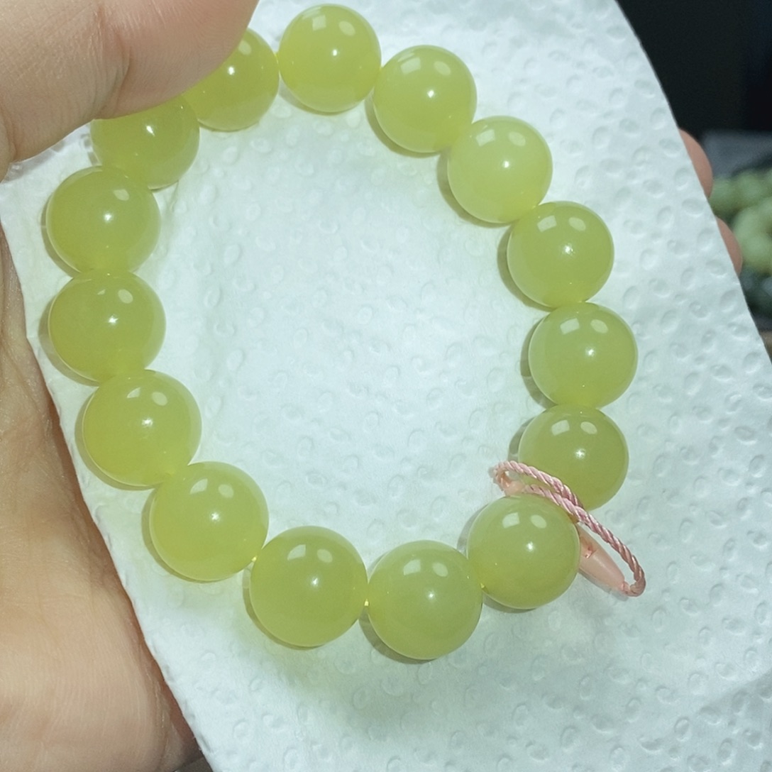 和田玉未镶嵌手链若羌黄口14m