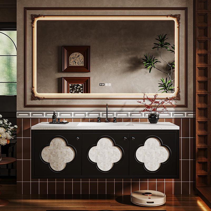 法式复古浴室柜陶瓷一体盆卫生间洗脸池可定制