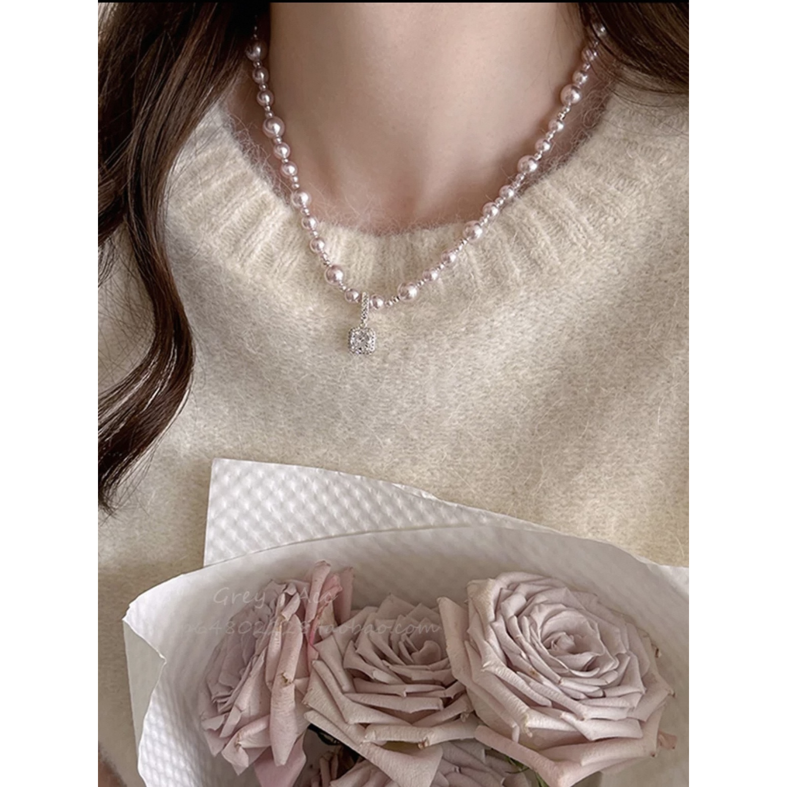 铜合金仿珍珠项链 梵7752时尚百搭项链