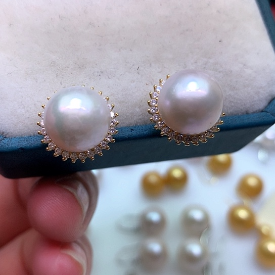 淡水珍珠耳饰银S925镶嵌