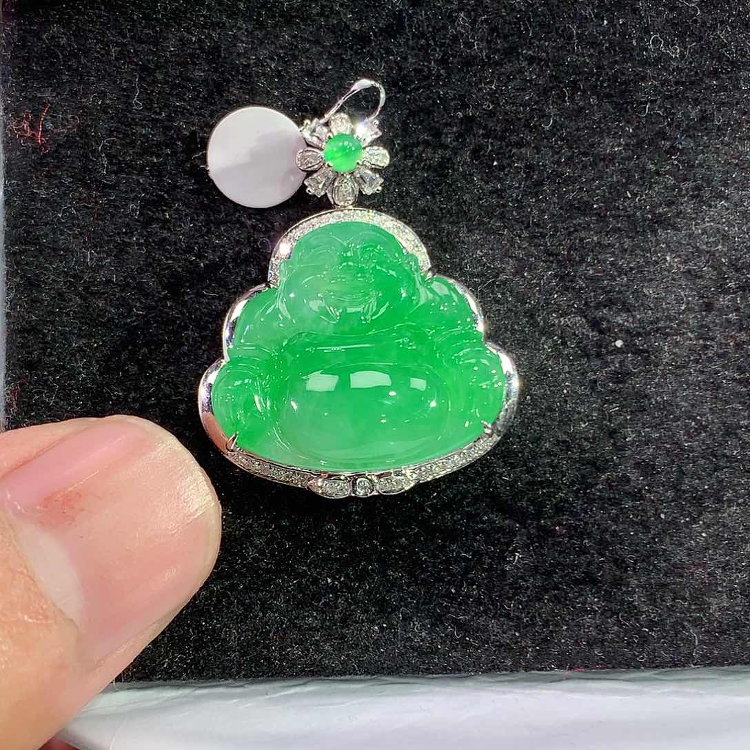 翡翠吊坠(赠链)18K金镶嵌