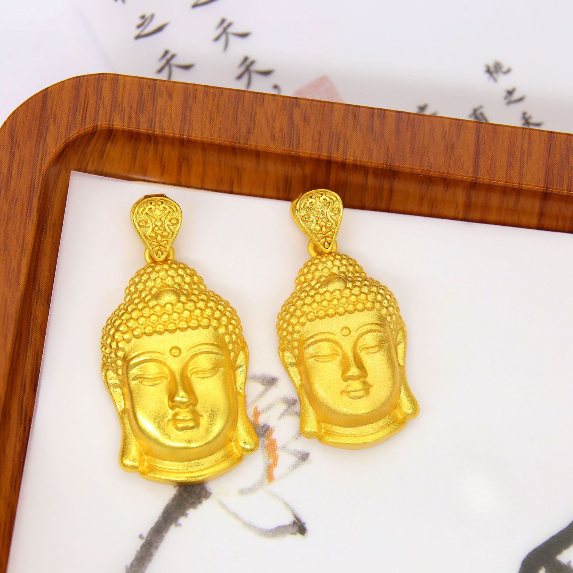 合金吊坠 矿古法如来佛头吊坠黄色挂坠项链diy配饰弥勒佛