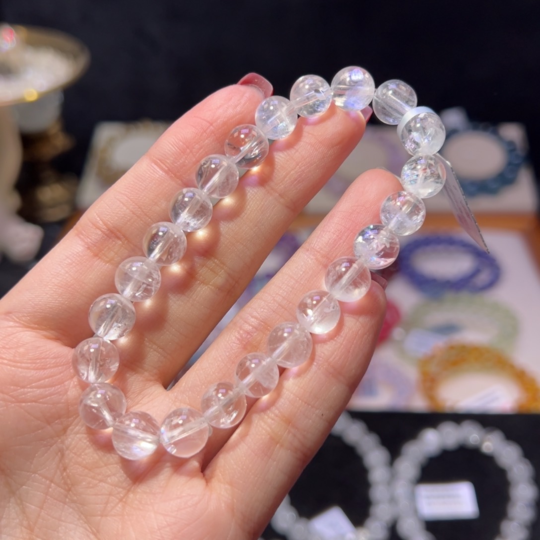 水晶手串未镶嵌发****在毕业级半盆彩虹白幽灵