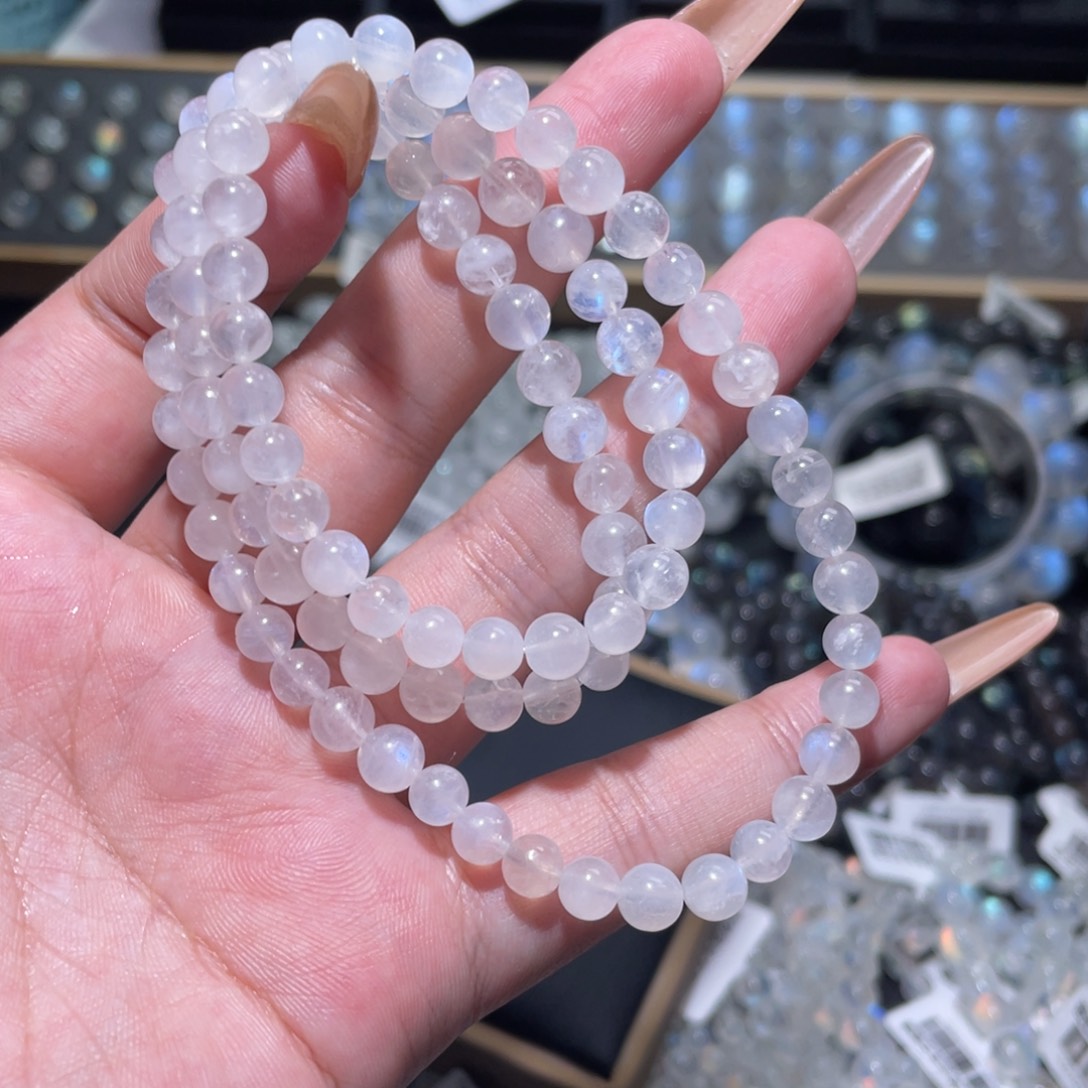 手链长石未镶嵌蓝月光手链多圈6.3mm